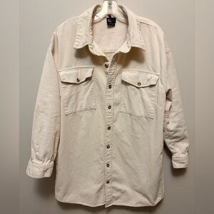 URBAN OUTFITTERS Oversized Small Cream Corduroy Shacket
